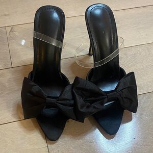 Elegant Black Bow Women's Heels